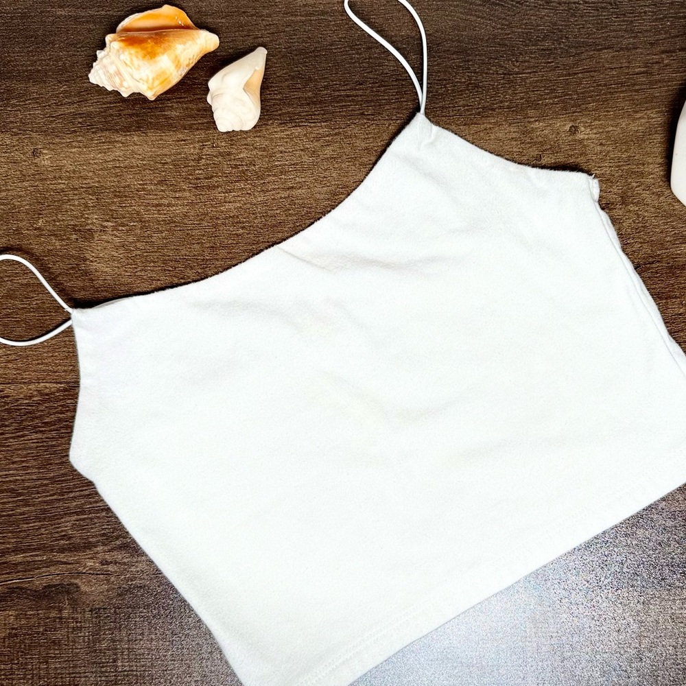 White Crop Camisole Top with Spaghetti Straps